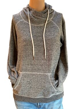 JO & CO Jeans Gray Marled Cowl Neck Lightweight Hoodie XL